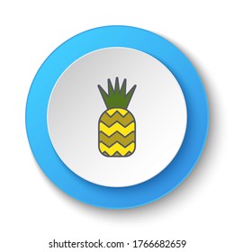 Round button for web icon, ananas. Button banner round, badge interface for application illustration