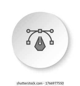 Round button for web icon, anchor, illustration, pen. Button banner round, badge interface for application illustration