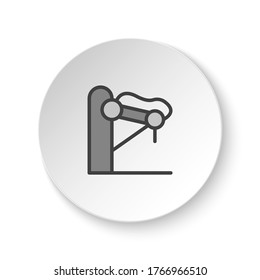 Round button for web icon, arc welding, industrial arm. Button banner round, badge interface for application illustration