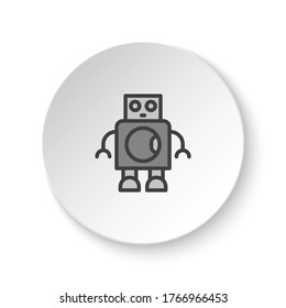 Round button for web icon, artificial intelligence, bionic man. Button banner round, badge interface for application illustration