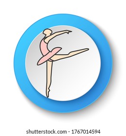 Round button for web icon, Ballet, woman. Button banner round, badge interface for application illustration