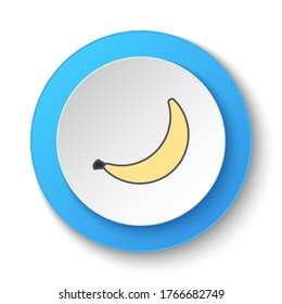 Round button for web icon, banana. Button banner round, badge interface for application illustration