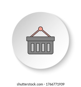 Round button for web icon, Basket. Button banner round, badge interface for application illustration