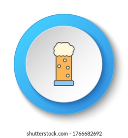 Round button for web icon, beer. Button banner round, badge interface for application illustration