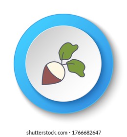 Round button for web icon, beetroot, turnip. Button banner round, badge interface for application illustration