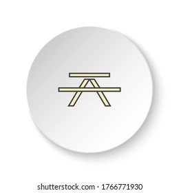 Round button for web icon, Bench. Button banner round, badge interface for application illustration