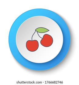 Round button for web icon, berries, cherry. Button banner round, badge interface for application illustration