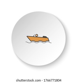 Round button for web icon, Boat. Button banner round, badge interface for application illustration