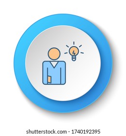 Round button for web icon. Brainstorming, businesswoman vector icon. Button banner round, badge interface for application illustration