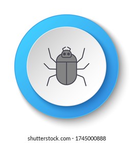 Round button for web icon. Bug, computer. Button banner round, badge interface for application illustration