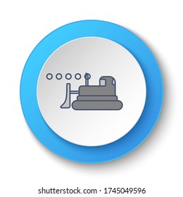 Round button for web icon, building, concrete. Button banner round, badge interface for application illustration