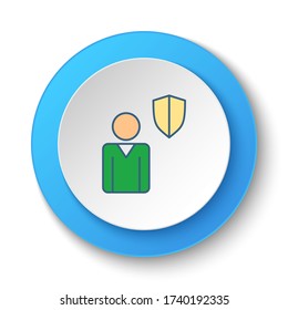Botón de redondeo para el icono web. Icono de vector de protección de negocios. Banner de botón redondo, interfaz de placa para ilustración de aplicación