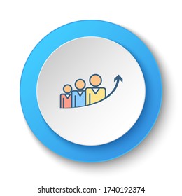 Botón de redondeo para el icono web. Negocio, crecimiento, negocios, éxito icono vector. Banner de botón redondo, interfaz de placa para ilustración de aplicación