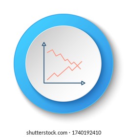 Round button for web icon. Business, growth, graph vector icon. Button banner round, badge interface for application illustration
