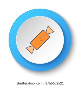 Round button for web icon, candy, chocolate. Button banner round, badge interface for application illustration