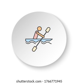 Round button for web icon, Canoe, tray. Button banner round, badge interface for application illustration