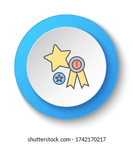 Round button for web icon. Certification, winner, favorite. Button banner round, badge interface for application illustration