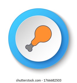 Round button for web icon, chicken, chicken piece. Button banner round, badge interface for application illustration