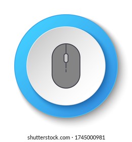 Round button for web icon. Click, hardware, mouse. Button banner round, badge interface for application illustration