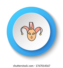 Round button for web icon, Clown mask, comedy. Button banner round, badge interface for application illustration