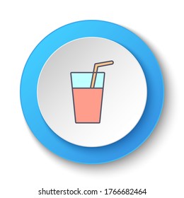 Round button for web icon, cocktail, drink. Button banner round, badge interface for application illustration