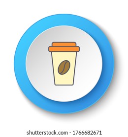 Round button for web icon, cold coffee. Button banner round, badge interface for application illustration
