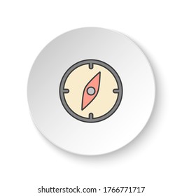 Round button for web icon, Compass. Button banner round, badge interface for application illustration