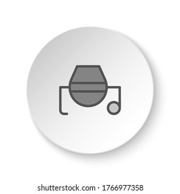Round button for web icon, concrete, mixer. Button banner round, badge interface for application illustration