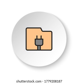Round button for web icon, connect, folder, storage. Button banner round, badge interface for application illustration
