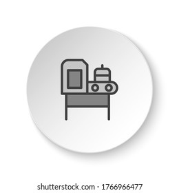 Round button for web icon, conveyor belt, machinery production. Button banner round, badge interface for application illustration