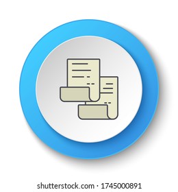 Round button for web icon. Copy, document. Button banner round, badge interface for application illustration