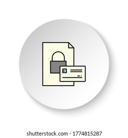 Round button for web icon, credit card, key. Button banner round, badge interface for application illustration