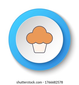 Round button for web icon, cupcake. Button banner round, badge interface for application illustration