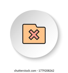Round button for web icon, delete, folder. Button banner round, badge interface for application illustration
