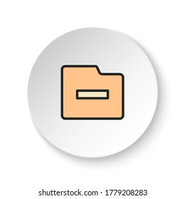 Round button for web icon, delete, folder. Button banner round, badge interface for application illustration