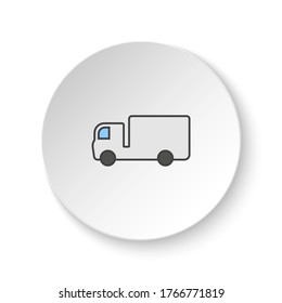 Round button for web icon, Delivery truck. Button banner round, badge interface for application illustration