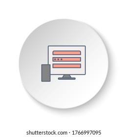 Round button for web icon, devices, monitor, mobile. Button banner round, badge interface for application illustration