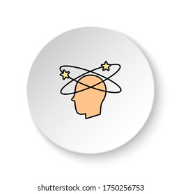 Round button for web icon, Diseases, brain, medicine. Button banner round, badge interface for application illustration