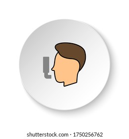 Round button for web icon, Diseases, asthma, patient. Button banner round, badge interface for application illustration