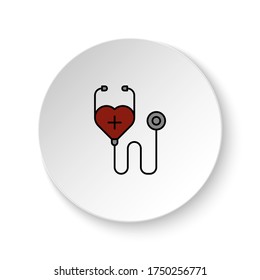 Round button for web icon, Diseases, stethoscope, heart. Button banner round, badge interface for application illustration