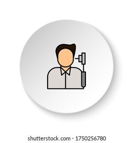 Round button for web icon, Diseases, an ear, check. Button banner round, badge interface for application illustration