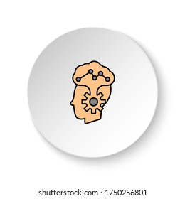 Rundtaste für Web-Icon, Krankheiten, Gehirn, Psychiatrie. Button-Banner-Runde, Badinterface für Anwendungsgrafik