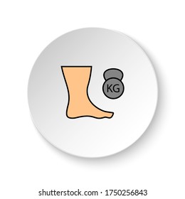 Round Button For Web Icon, Diseases, Leg, Load, Dumbbell. Button Banner Round, Badge Interface For Application Illustration