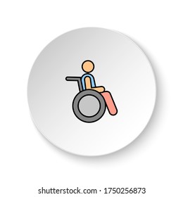 Round button for web icon, Diseases, invalid, stroller. Button banner round, badge interface for application illustration