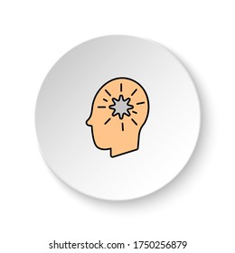Round button for web icon, Diseases, patient, brain, thoughts. Button banner round, badge interface for application illustration