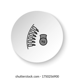 Round Button For Web Icon, Diseases, Dumbbell, Spine, Load. Button Banner Round, Badge Interface For Application Illustration