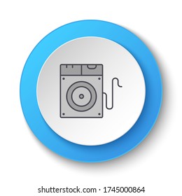 Round button for web icon. Disk, drive. Button banner round, badge interface for application illustration