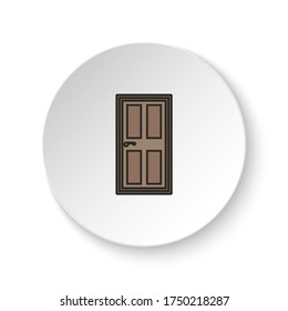 Botón de redondeo para icono web, Puerta, icono. Banner de botón redondo, interfaz de placa para ilustración de aplicación