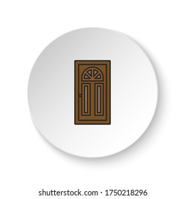 Round button for web icon, Door, icon. Button banner round, badge interface for application illustration