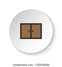 Round button for web icon, Door, icon. Button banner round, badge interface for application illustration